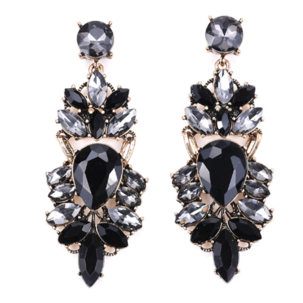 合金耳饰 胖婷大码定制复古欧美ins水滴高级感镶钻水钻小众耳饰