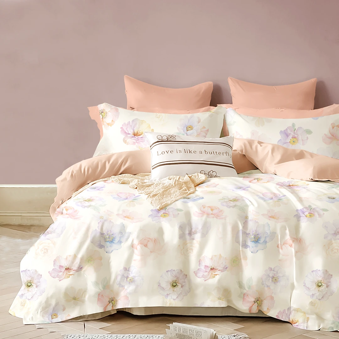 【柔光推荐】-冬羚鸟-MH5-莱赛尔床笠款四件套