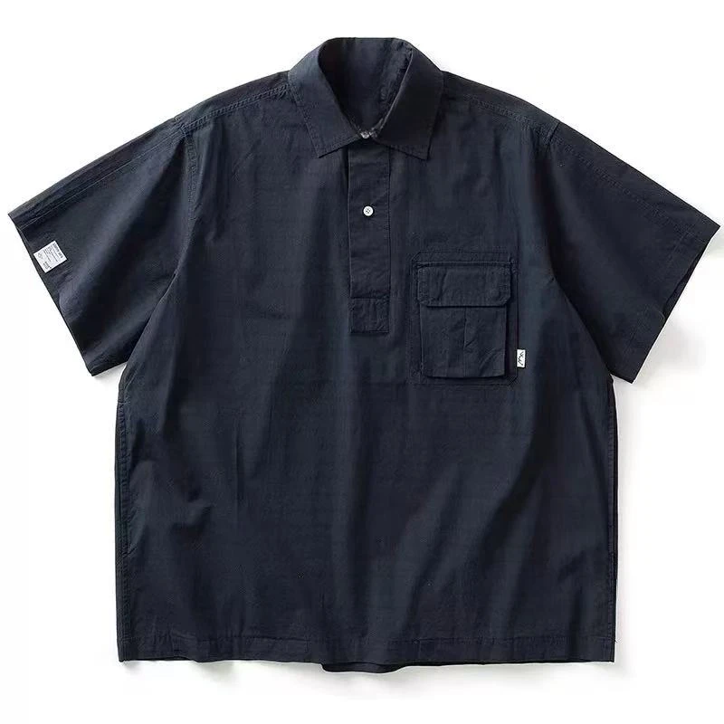 日系复古工装短袖衬衫男夏季潮流户外宽松休闲衬衣外套潮-861