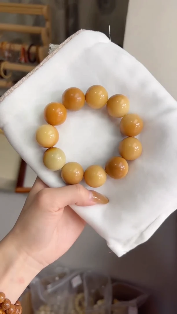 手串菩提根/象牙果沐h93芝士溏心玉化圆珠21mm手串