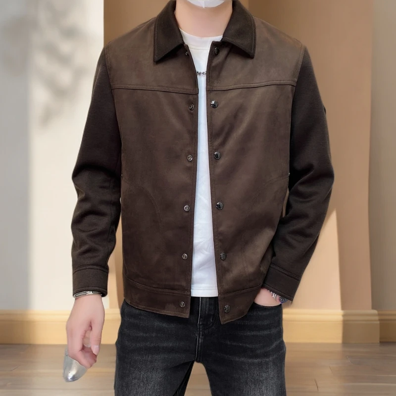 怀勤桑顿春秋季新款欧货时尚简约型男皮衣夹克男休闲外套翻领潮流
