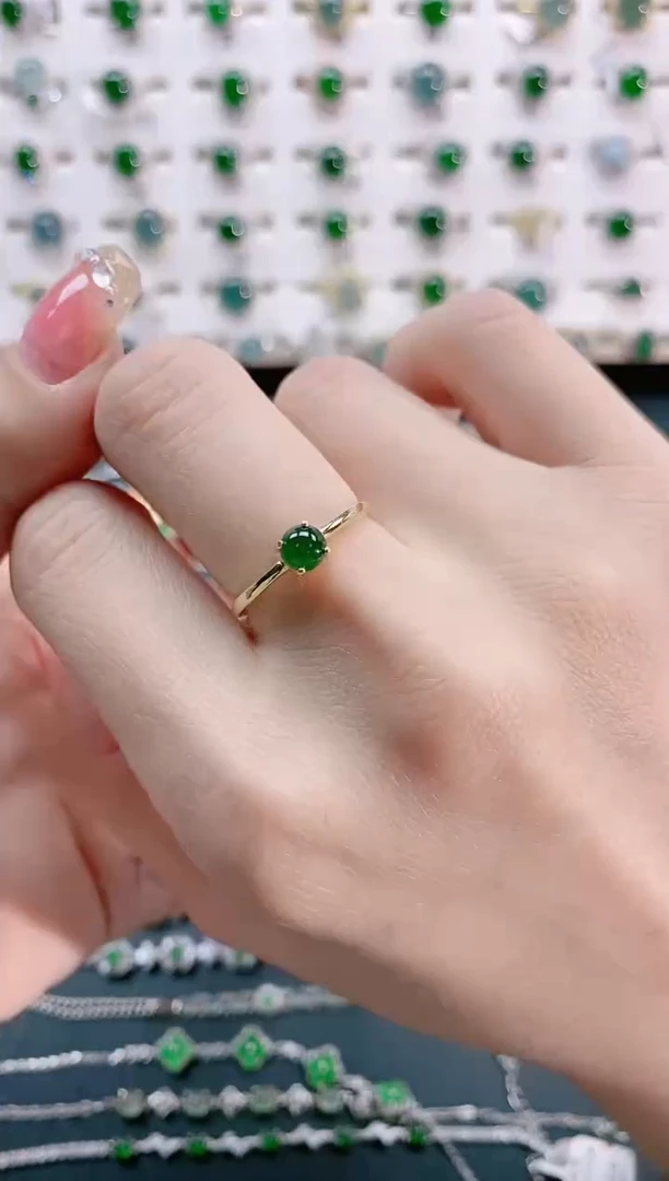 【闪购商品】翡翠戒指银S925镶嵌天然翡翠