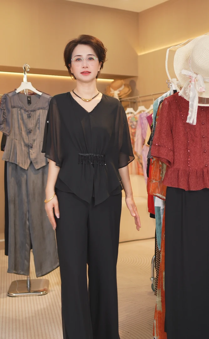 M0503 夏装两件套2025年时尚新款中国风休闲气质显瘦轻奢妈妈装女