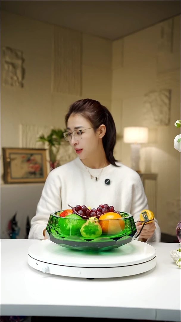 手工艺品琉璃祖母绿切面果盘