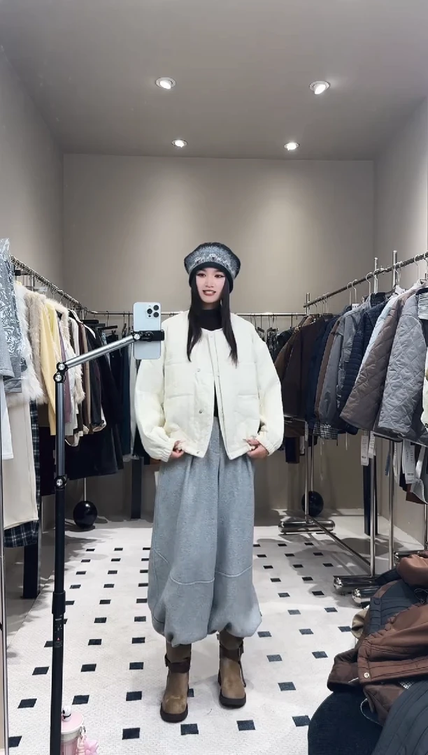圆领小棉服米色0000000