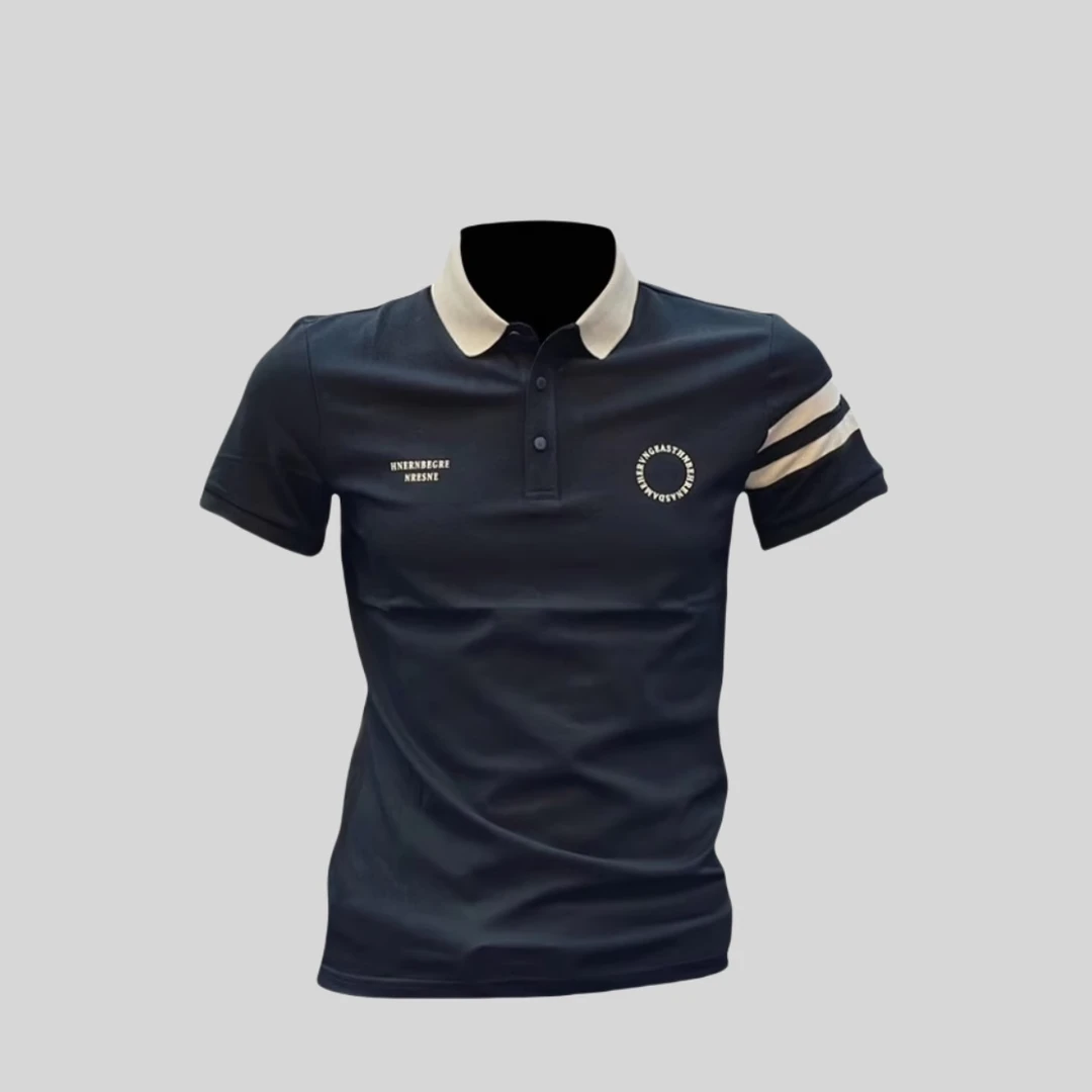 潮牌男装高端夏季新款polo衫短袖修身网红短款翻领上衣印花t恤男