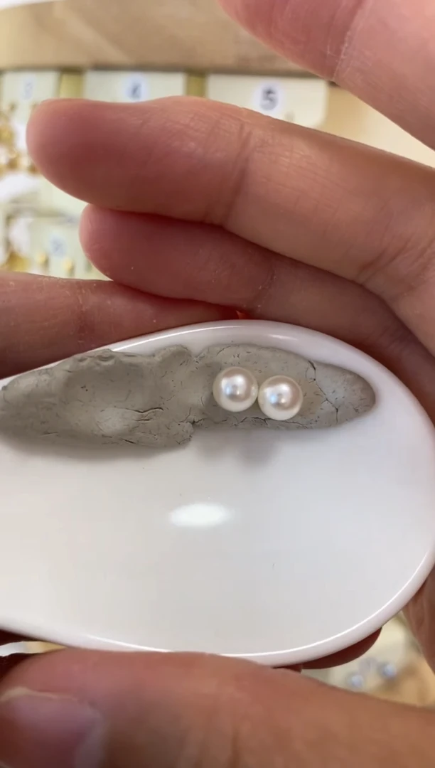 银S925镶嵌耳饰海水珍珠5.5-6