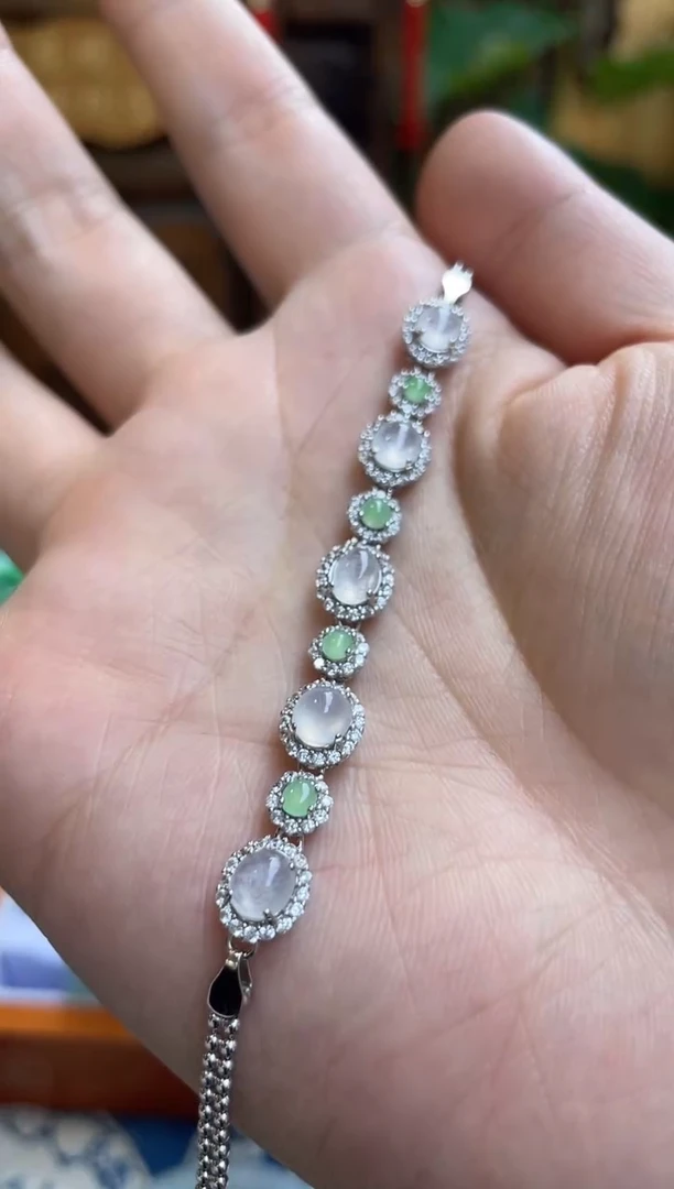 银S925镶嵌手链翡翠翡翠手链