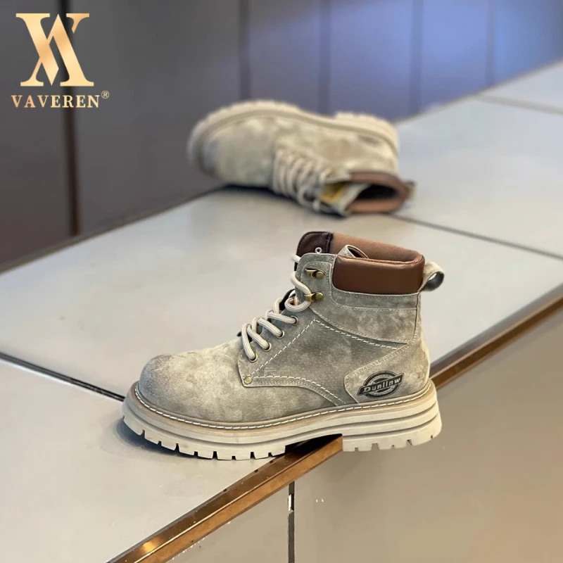 潮男鞋2025秋冬季新款网红休闲鞋磨砂皮马丁靴复古男款磨砂马丁靴