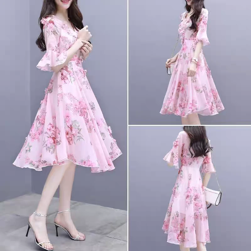 显瘦工厂服饰夏季气质长款洋气连衣裙碎花裙子非图片款NO退NO换