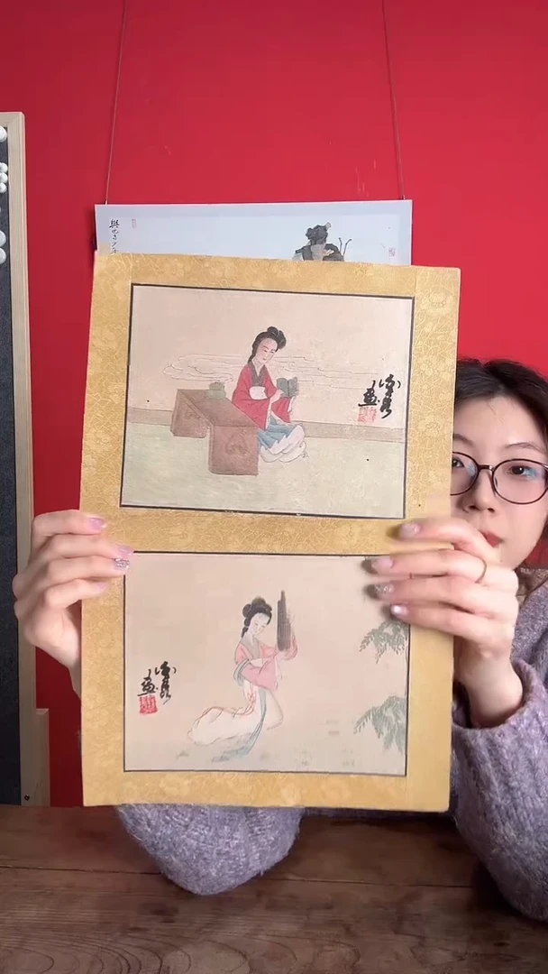 书法WX 乐器仕女捧书仕女