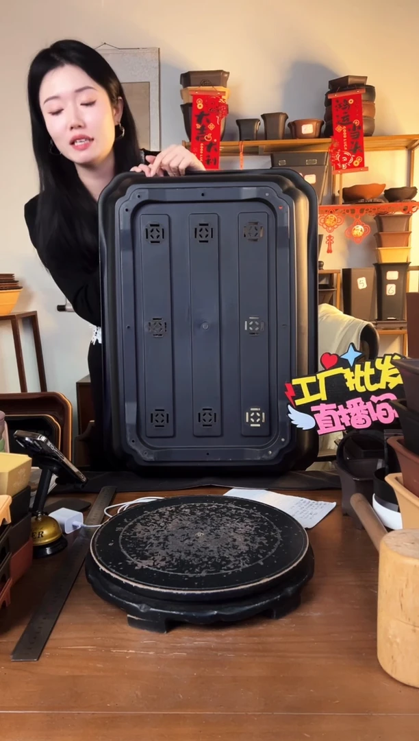 【闪购商品】树脂70口径马槽花盆紫檀色两只装