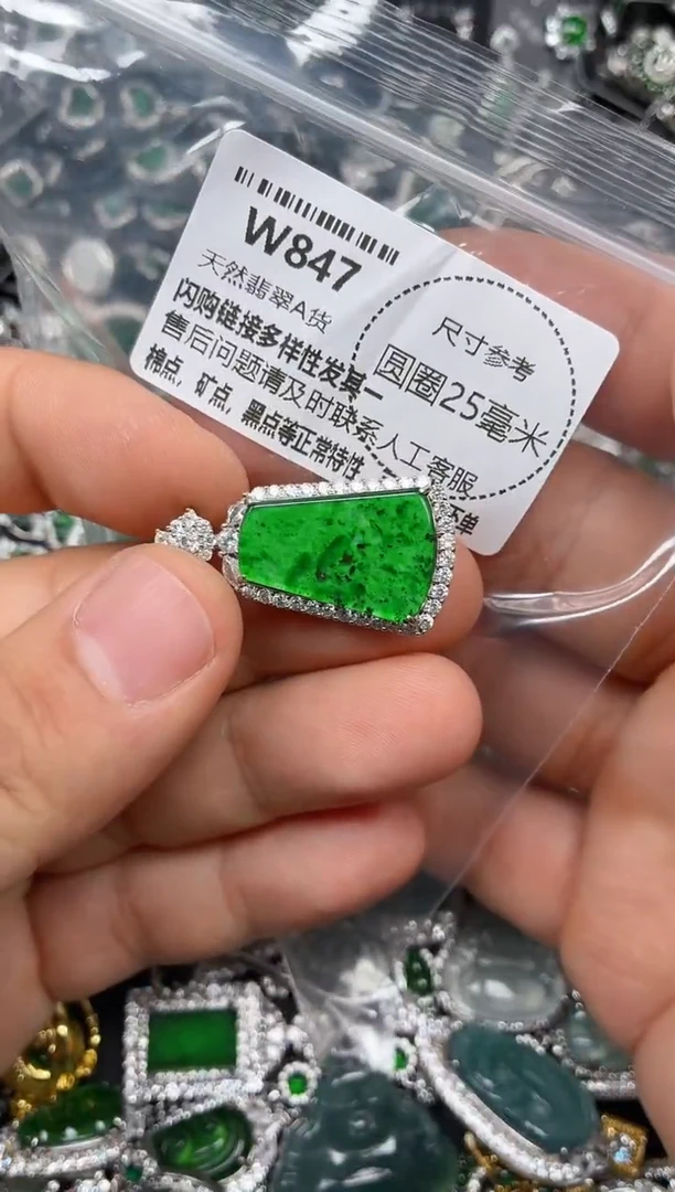 翡翠未镶嵌颈饰W847黑点多