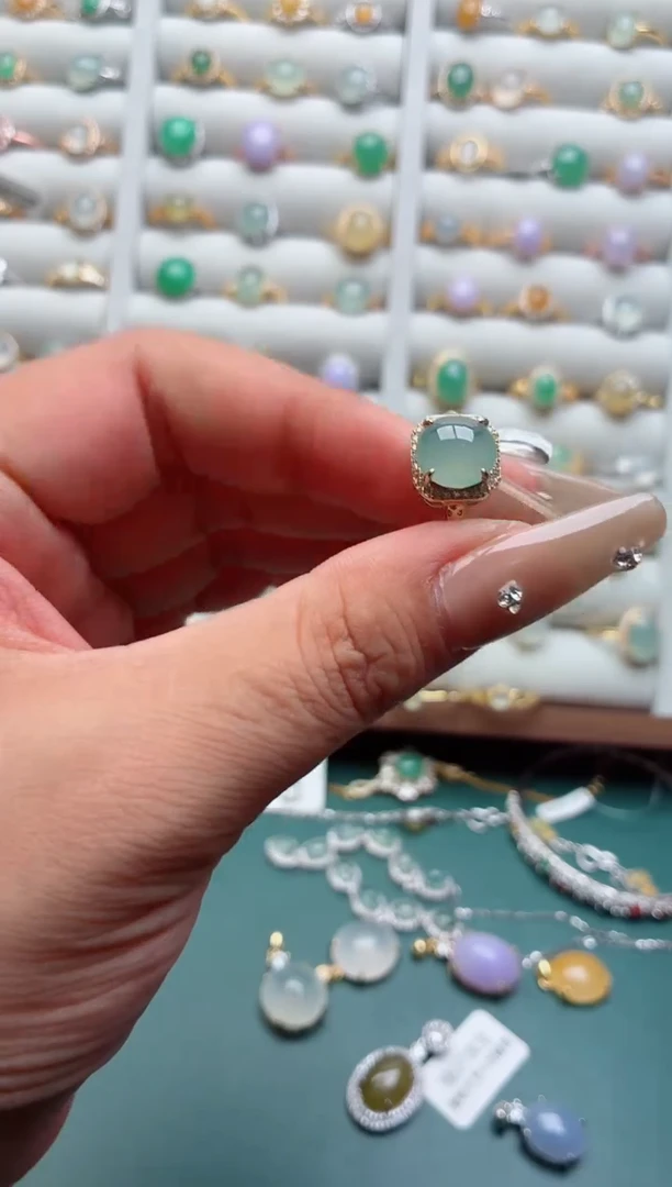 银S925镶嵌戒指翡翠.