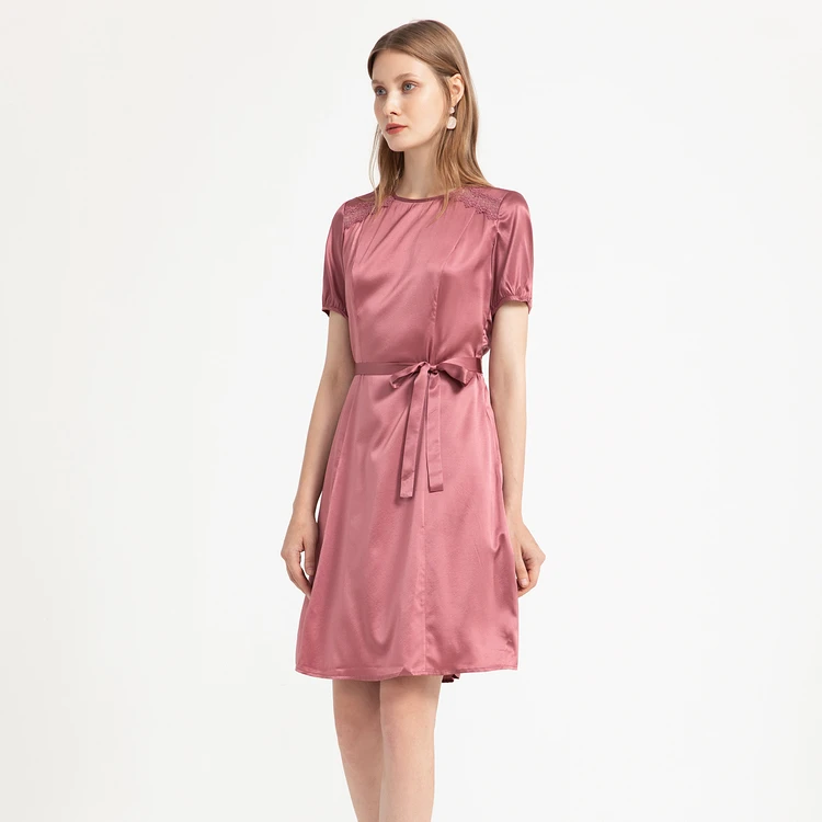 【粉丝专享】FINITY 新款含桑蚕丝连衣裙缎面垂感 F21UCT722L