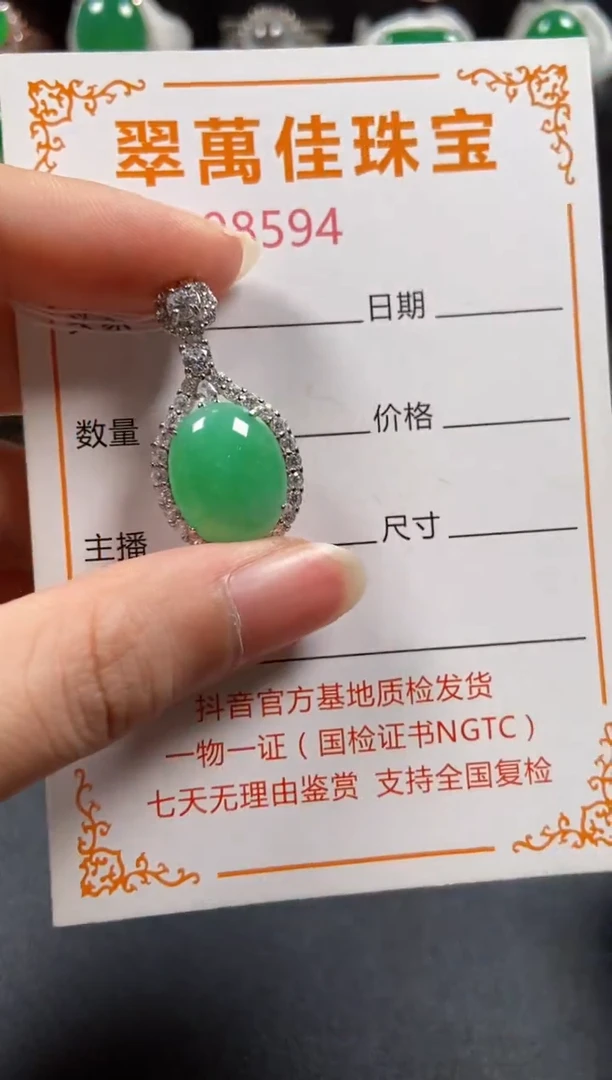 颈饰银S925镶嵌翡翠8594