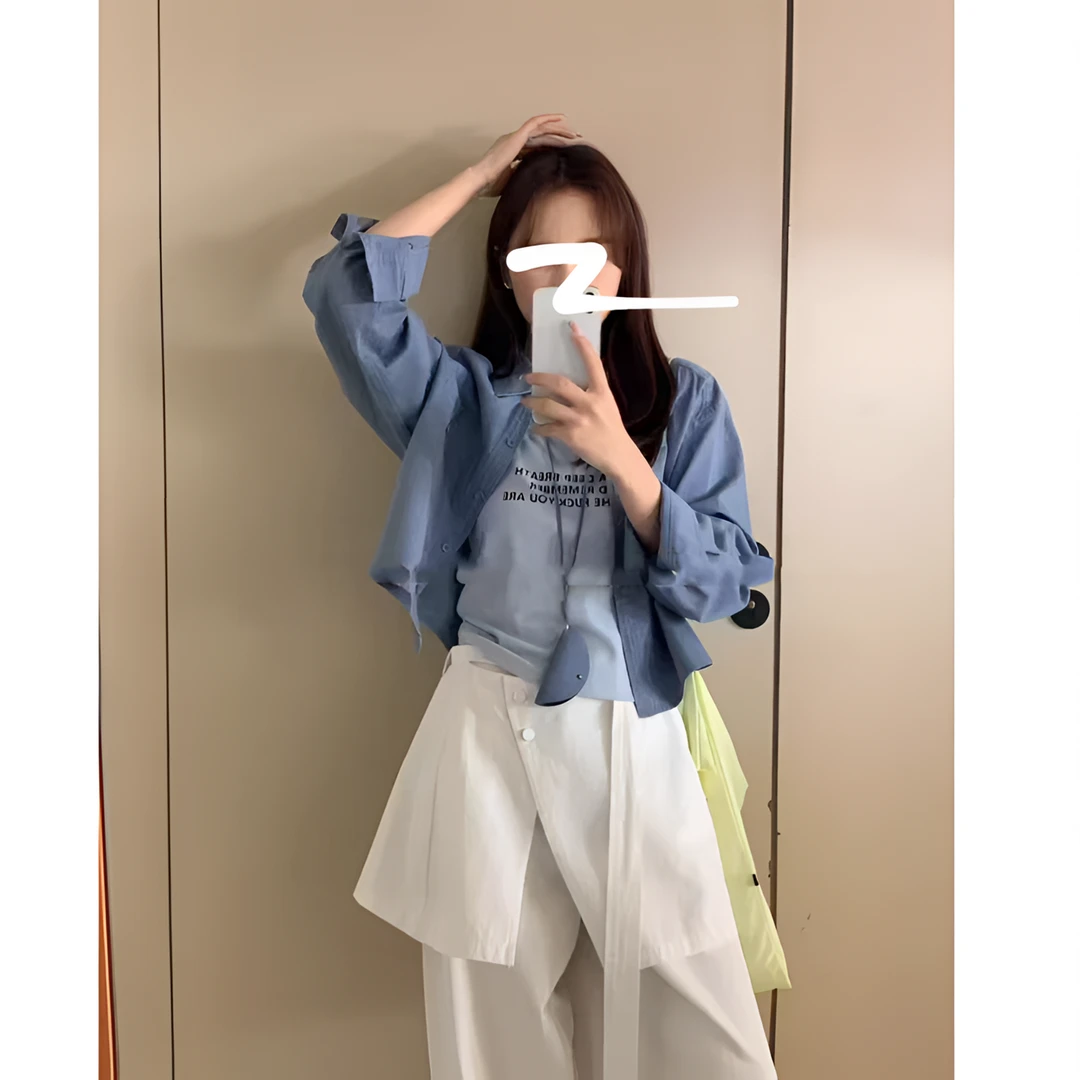 《柚子同款》ZJ春季韩版休闲衬衫+字母吊带背心53003