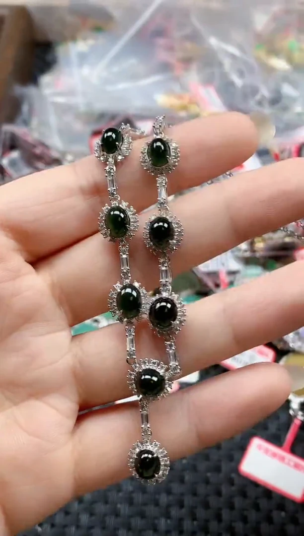 银S925镶嵌戒指翡翠天然A货缅甸翡翠