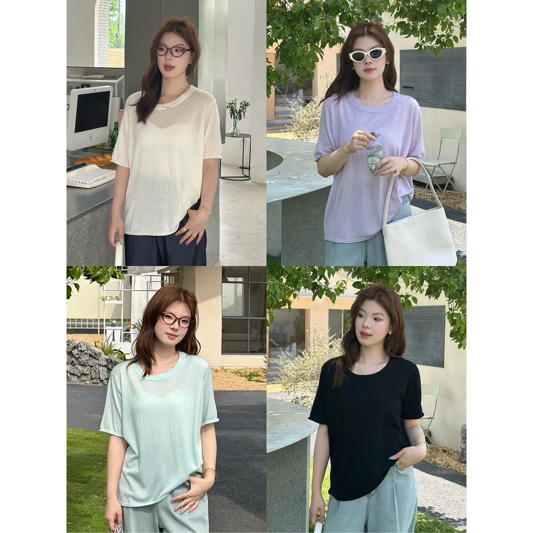 QC李潇洒【解锁清凉】微胖大码女秋时尚百搭显瘦四色针织衫ZY505V78