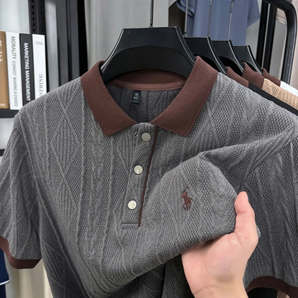 新款短袖t恤男宽松小马标翻领刺绣Polo衫夏季纯色T恤半袖上衣男