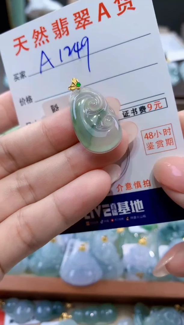 颈饰18K金镶嵌翡翠天然翡翠A货挂件