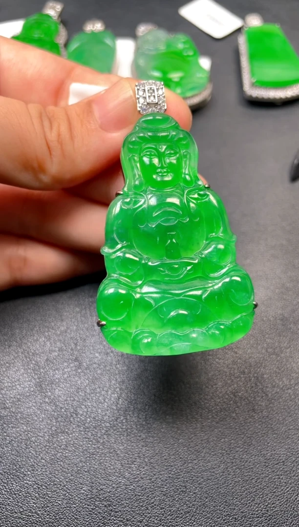 吊坠(不含链)银S925镶嵌翡翠吊坠