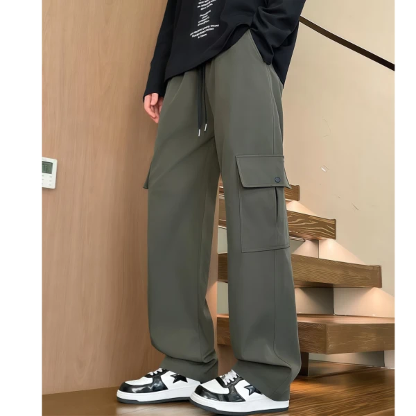 秋冬新款保暖微弹男女加厚加绒防风工装直筒裤 K1212 DY