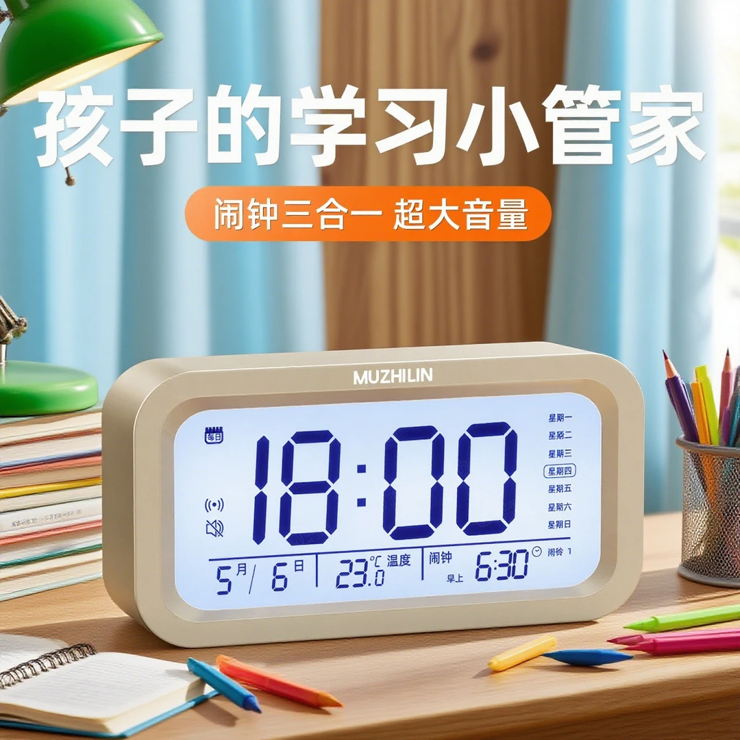 闹钟学生专用2025新款初中高中生专用闹钟超大声叫醒神器智能闹钟