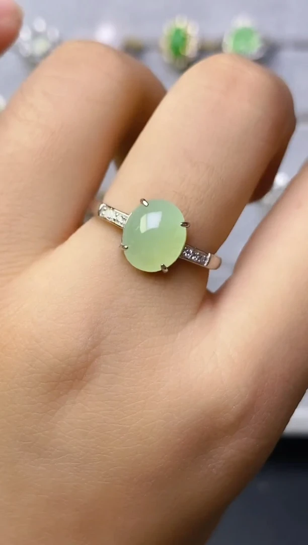 翡翠戒指银S925镶嵌百内无证书