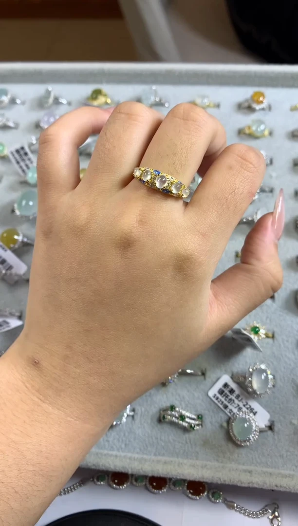 银S925镶嵌戒指翡翠14