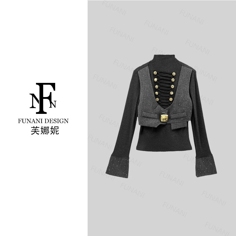 FNN【雅致灰调】新款休闲洋气衣服女穿搭气质女装上衣F2530110A