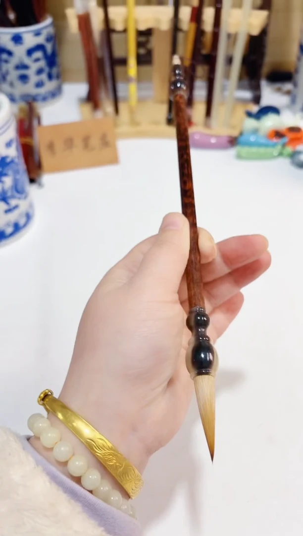 蛇纹木牛角百纯狼毫1支 出锋3.6 口径0.9 试墨不售后