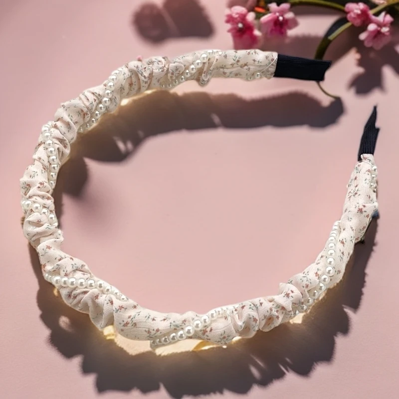 75~77 清瑾珠夏季超仙发饰少女碎花发箍洗脸百搭外出高颅顶高级感