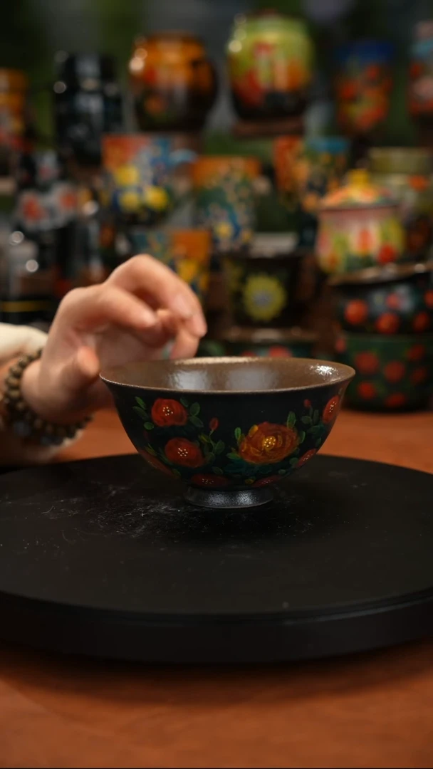 紫砂油画手绘釉下彩