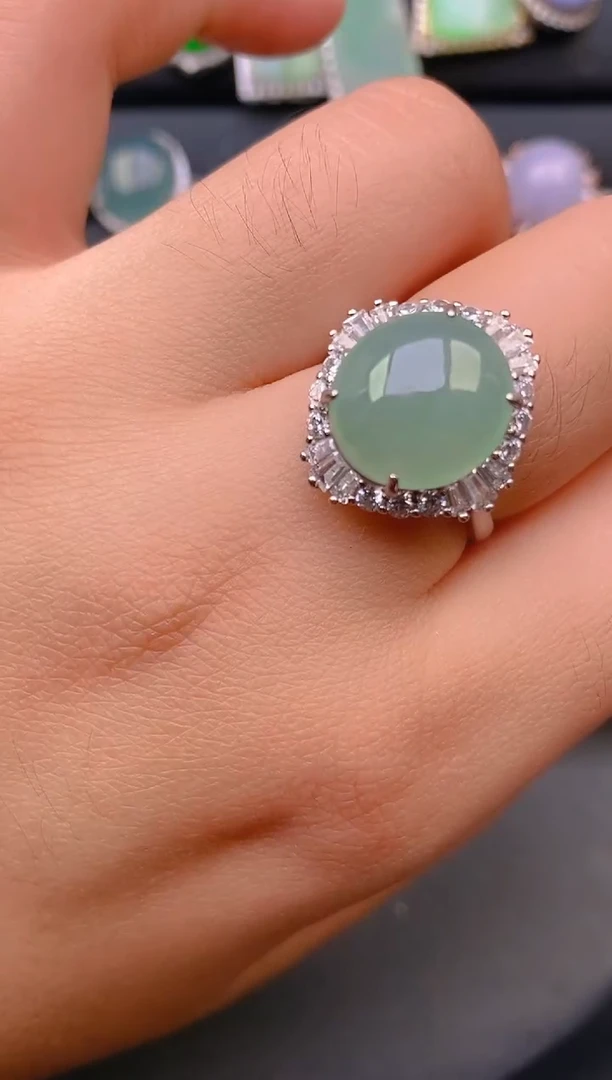 【闪购商品】翡翠戒指银S925镶嵌天然A货翡翠1