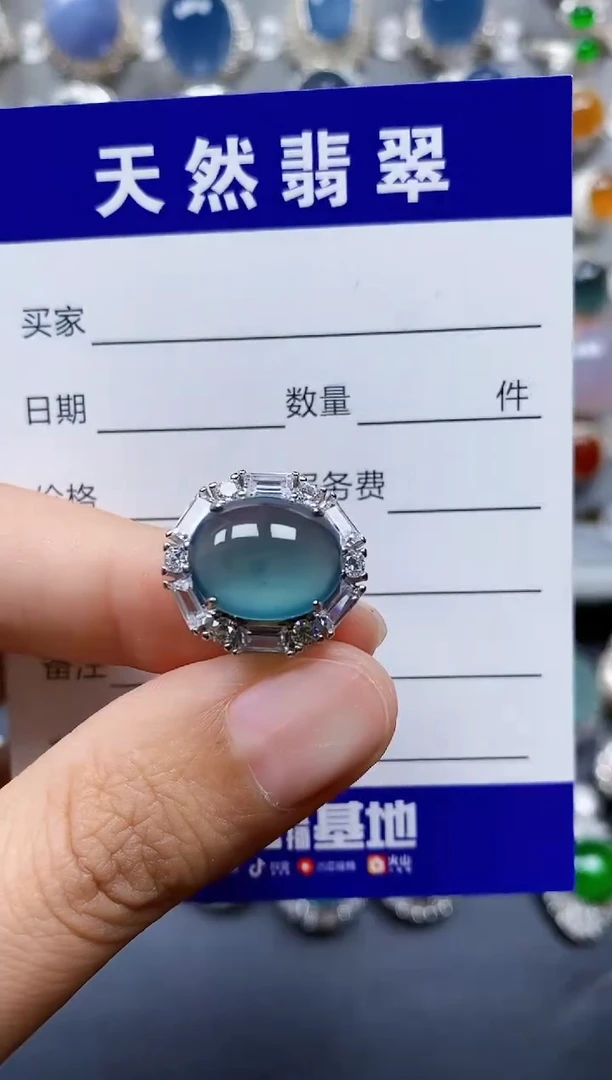 翡翠戒指银S925镶嵌0262