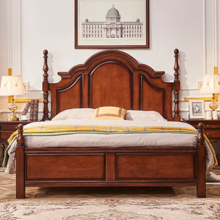 美式乡村全实木床1.8米双人床主卧室2米大床气压抽屉高箱储物婚床