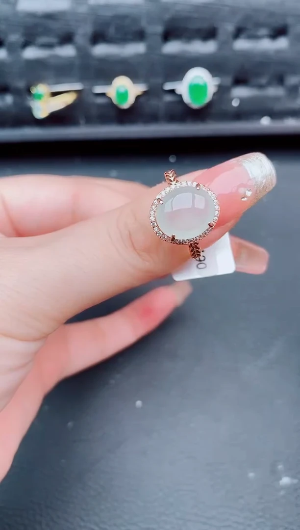 翡翠戒指银S925镶嵌天然a货翡翠401