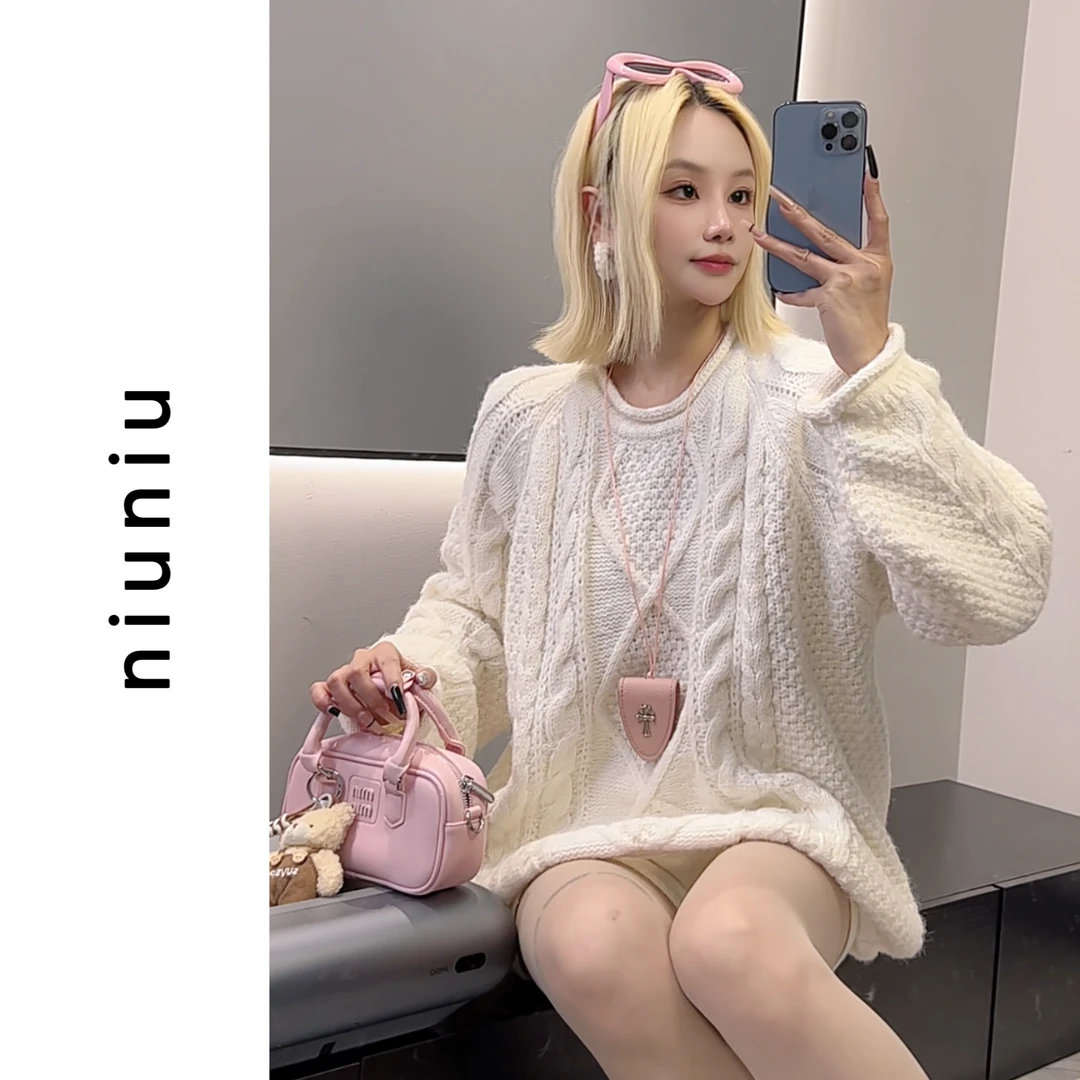 niuniu妞妞「麻花款百搭毛衣」秋冬时尚麻花款休闲慵懒风毛衣