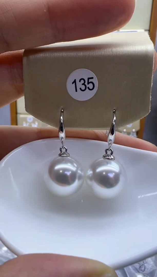 银S925镶嵌耳饰淡水珍珠135