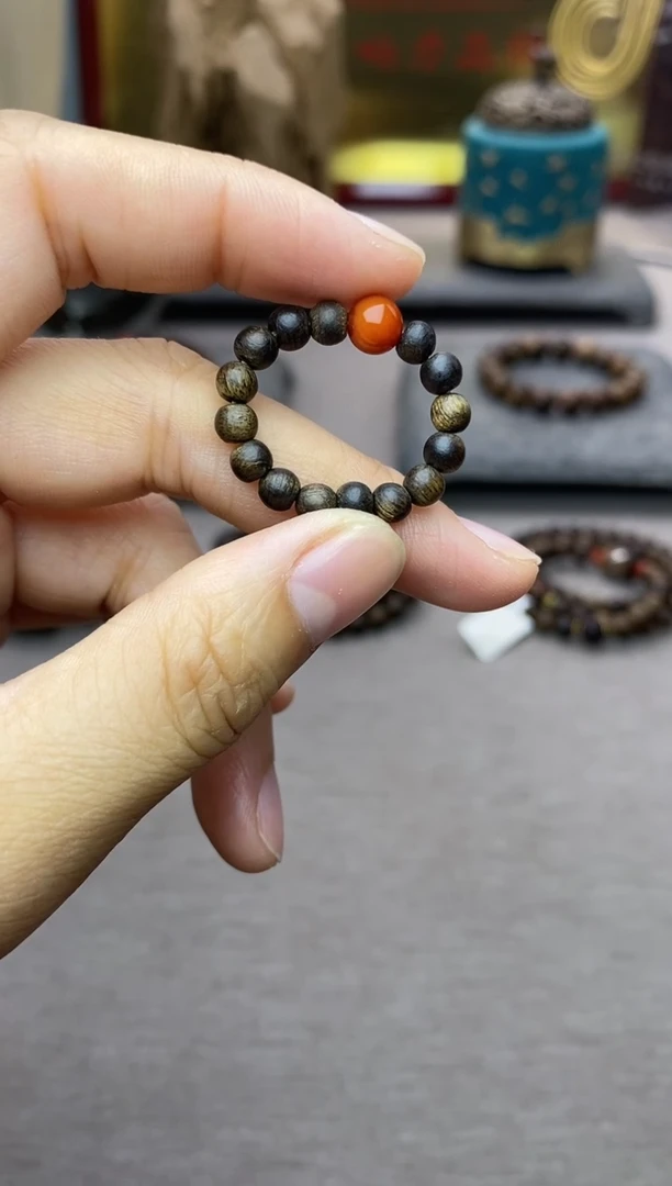 【闪购商品】沉香沉香碎屑白棋戒指