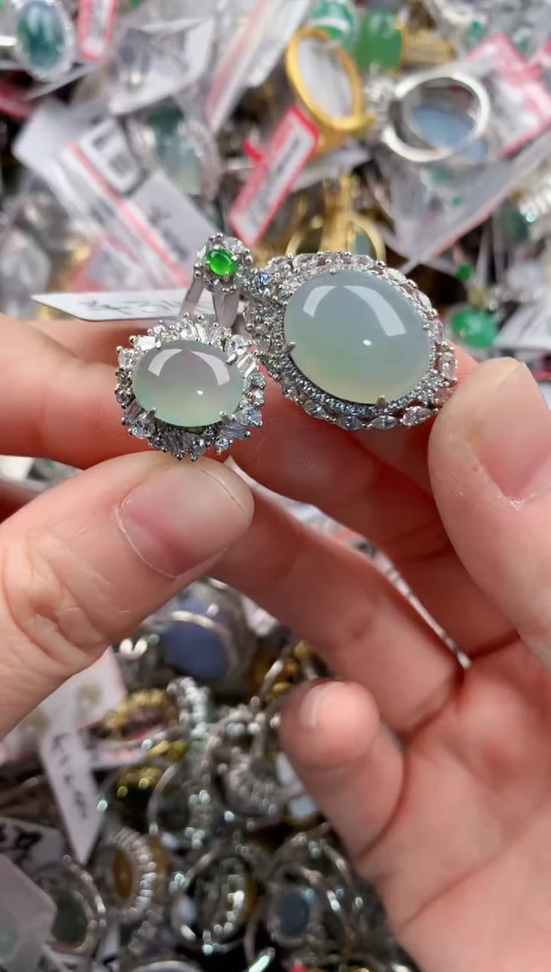 银S925镶嵌戒指翡翠1111----8