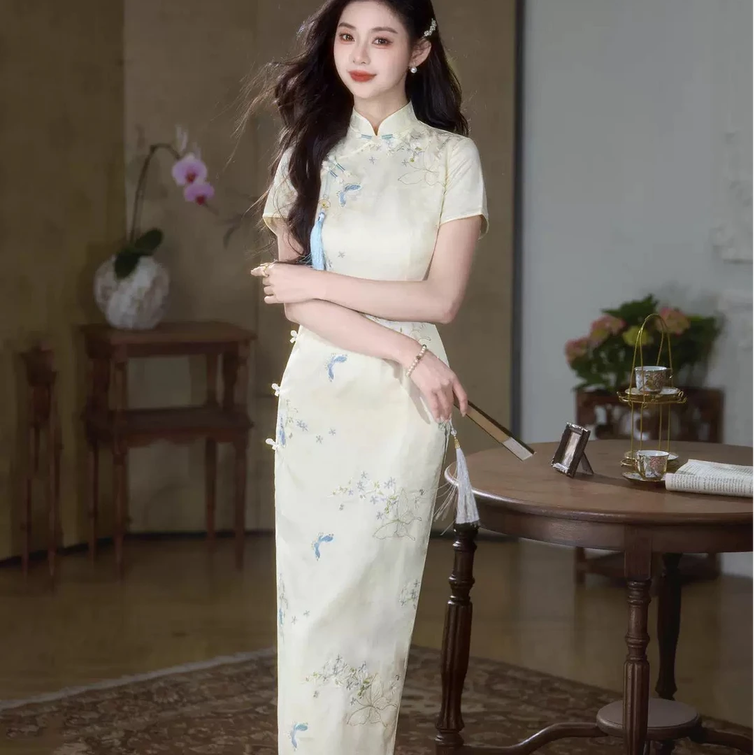 【宓悦-雪莲】刺绣新中式改良旗袍年轻款少女高级感2025新款日常女