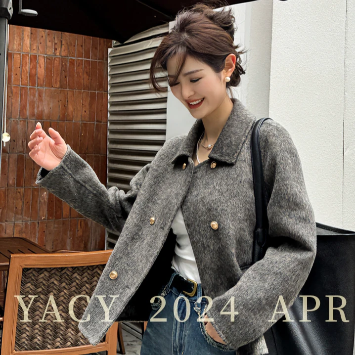 短款双面呢外套韩系小个子复古百搭时尚宽松毛呢