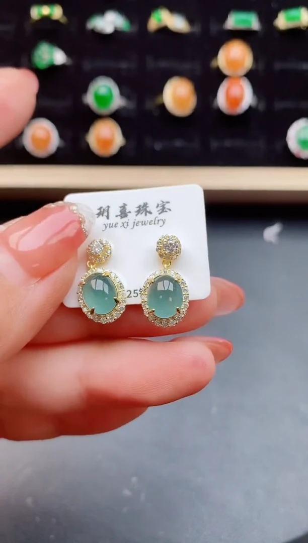 【闪购商品】翡翠耳饰银S925镶嵌1212