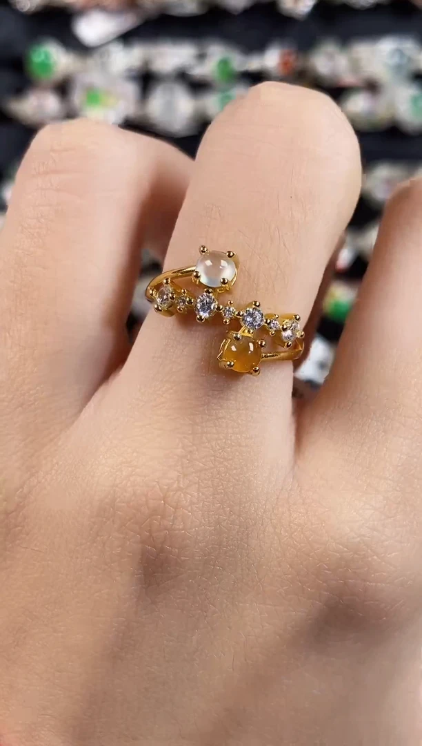 银S925镶嵌戒指翡翠 天然A货翡翠76