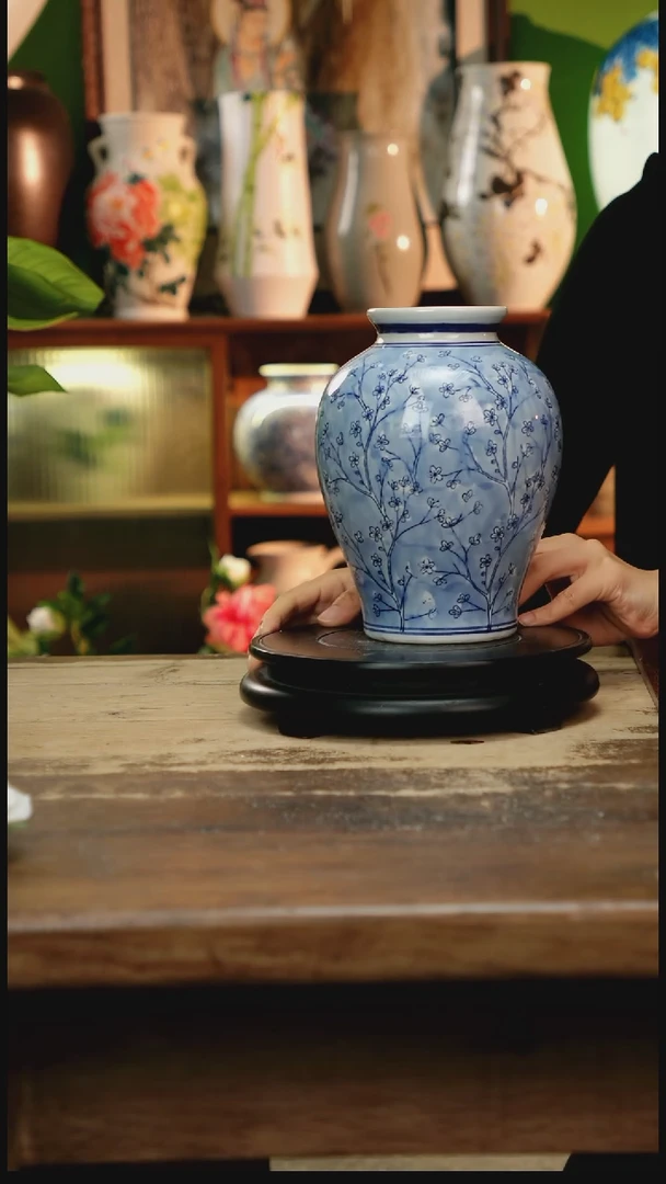 摆件 景德镇纯手工釉下彩精品花瓶