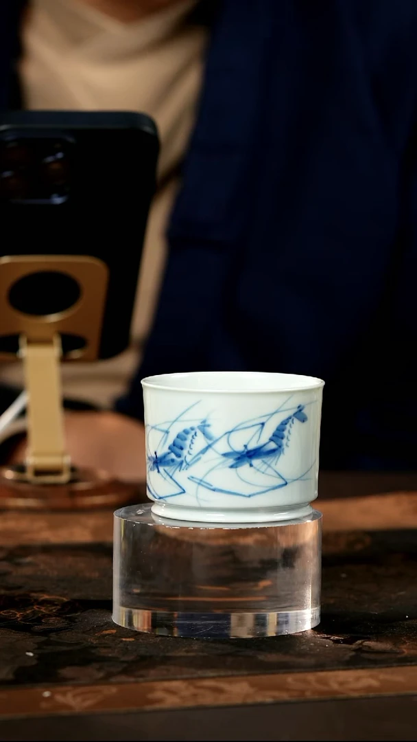 景德镇童老师虾趣杯