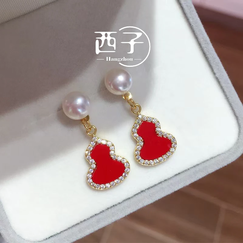 西子饰品高定镀18K金【鸿运葫芦耳钉 · 项链】欧若风送人礼盒礼袋