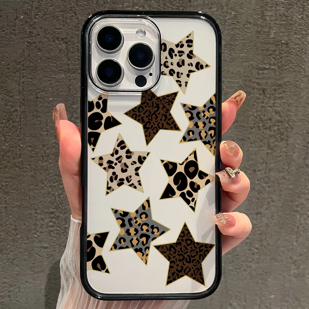 【AI键保护】豹纹星星适用苹果16promax手机壳iphone15新款14少女心